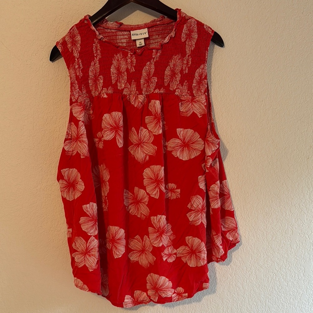 Ava & Viv Red Sleeveless Blouse with Relaxed Fit